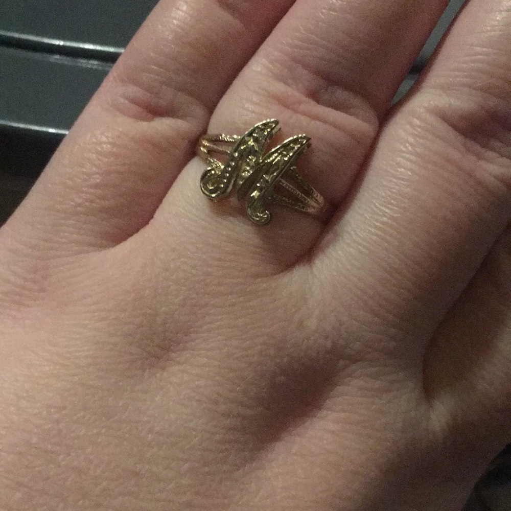 Solid 10k gold M initial ring